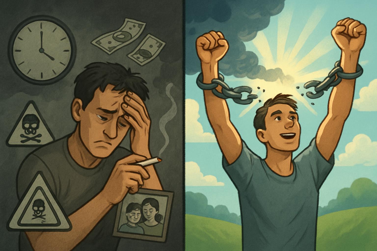 Problemas do tabagismo vs vida livre do cigarro